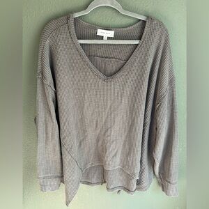 Pink Rose Cozy Waffle Knit Top